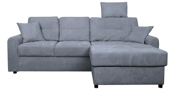 ECKSOFA in Chenille Blaugrau - Blaugrau/Schwarz, KONVENTIONELL, Kunststoff/Textil (232/153cm) - Carryhome