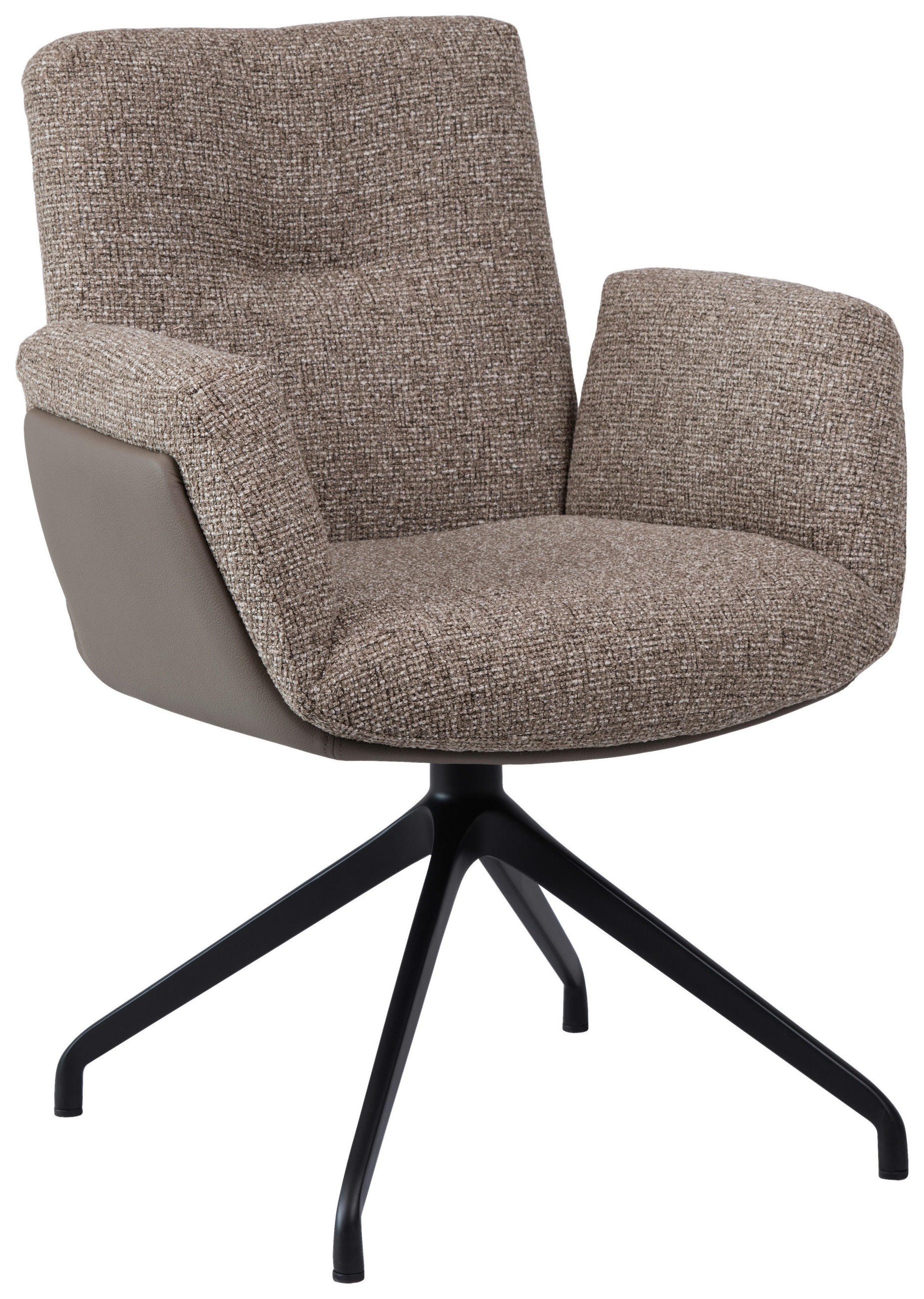 ARMLEHNSTUHL  Sitzfläche 360° drehbar, automatische Rückholfunktion Webstoff  Schwarz, Graubraun  - Graubraun/Schwarz, Design, Textil/Metall (62/89/66,5cm) - Johann Jakob