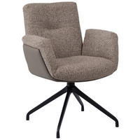 ARMLEHNSTUHL  Sitzfläche 360° drehbar, automatische Rückholfunktion Webstoff  Schwarz, Graubraun  - Graubraun/Schwarz, Design, Textil/Metall (62/89/66,5cm) - Johann Jakob