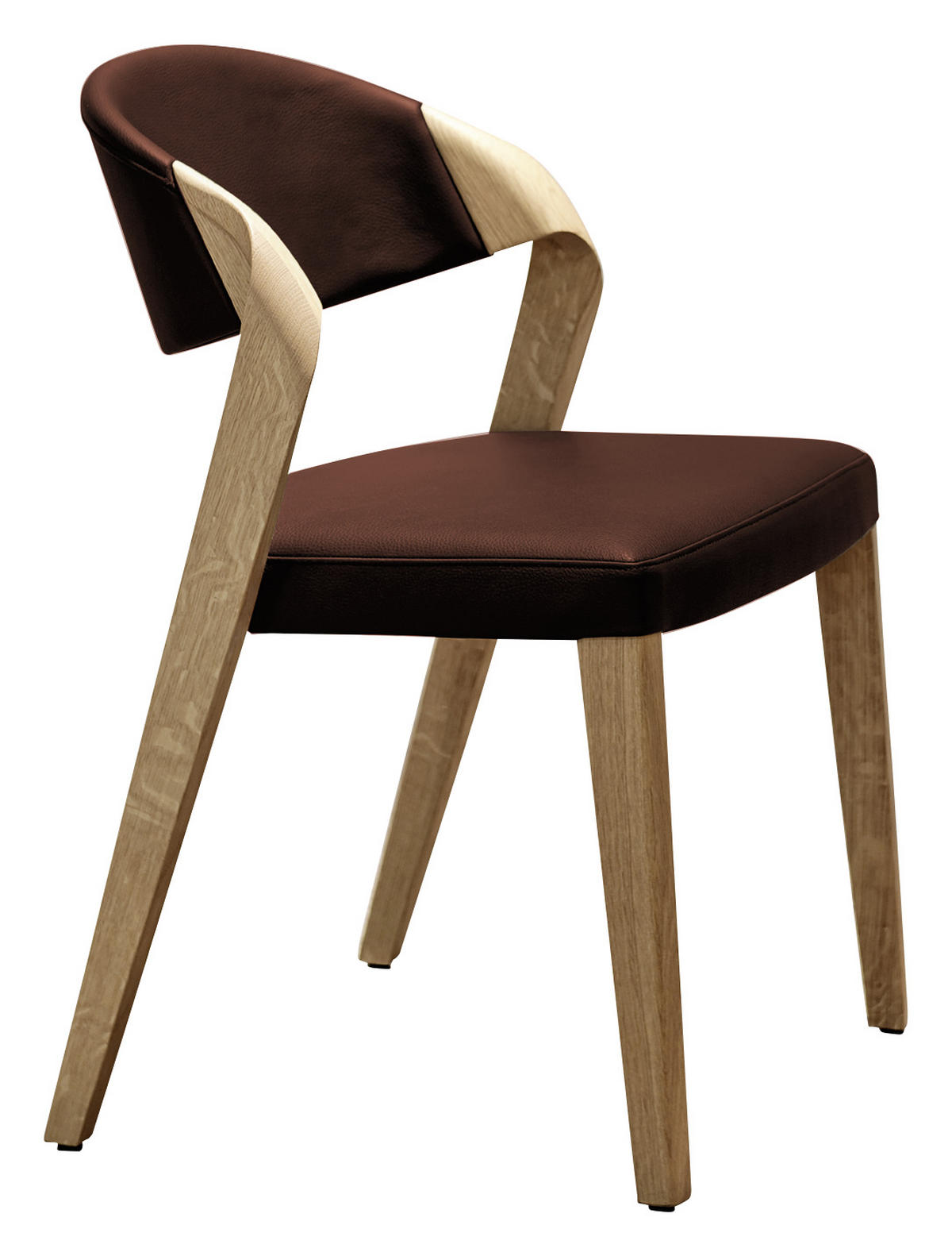 STUHL Echtleder Eichefarben, Bordeaux Altholz, Eiche massiv  - Eichefarben/Bordeaux, Natur, Leder/Holz (53/82/57cm) - Voglauer