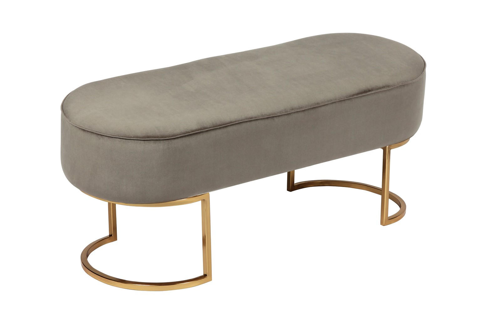 SITZBANK in Textil Taupe  - Taupe/Goldfarben, Design, Textil/Metall (105/42/40cm) - Kayoom