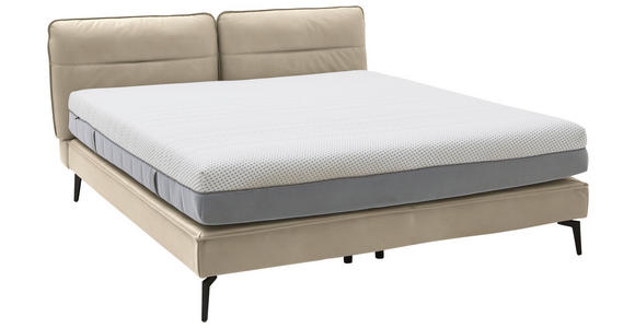 BOXSPRINGBETT 160/200 cm in Beige - Beige/Schwarz, Design, Textil/Metall (160/200cm) - Johann Jakob