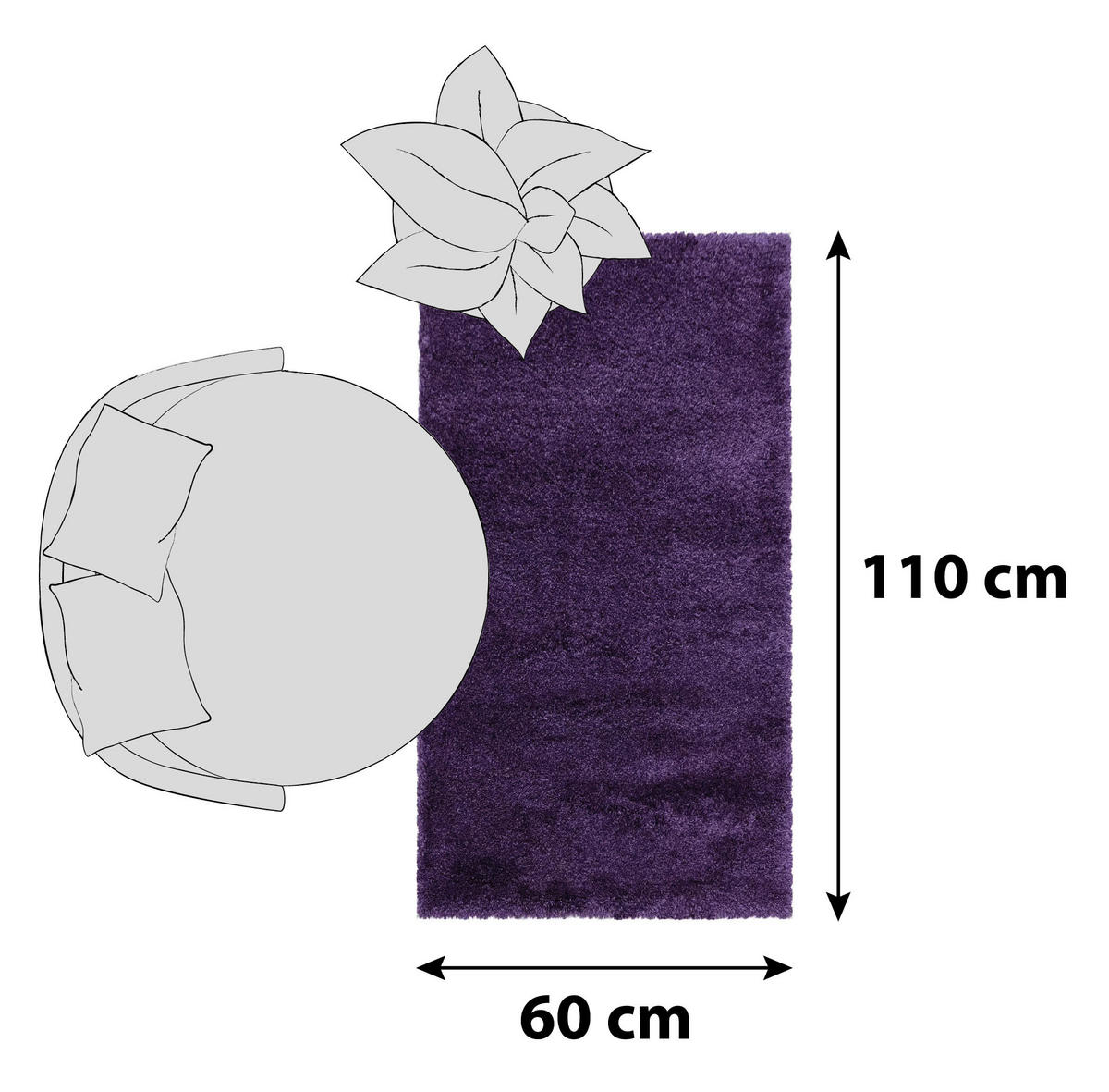 HOCHFLORTEPPICH 60/110 cm Fluffy 3500 Lila Lila  - Lila, Basics, Textil (60/110cm)