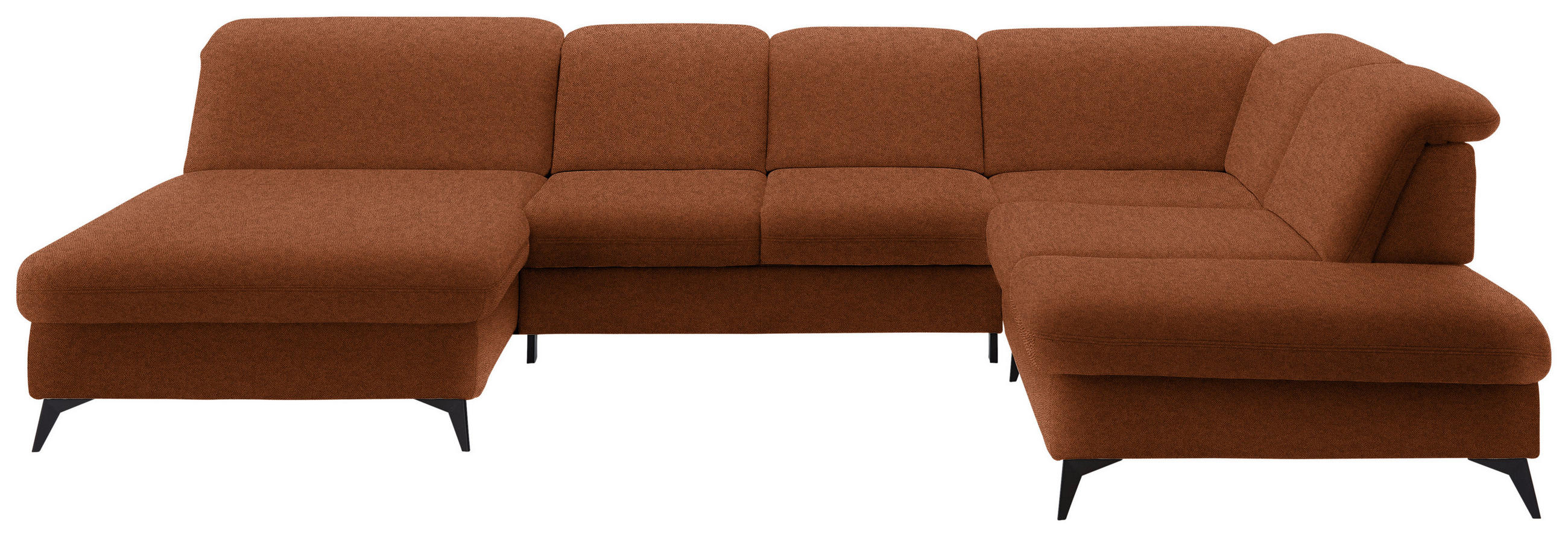 WOHNLANDSCHAFT  in Chenille Rostfarben  - Rostfarben/Schwarz, Design, Textil/Metall (198/369/255cm) - Beldomo Style