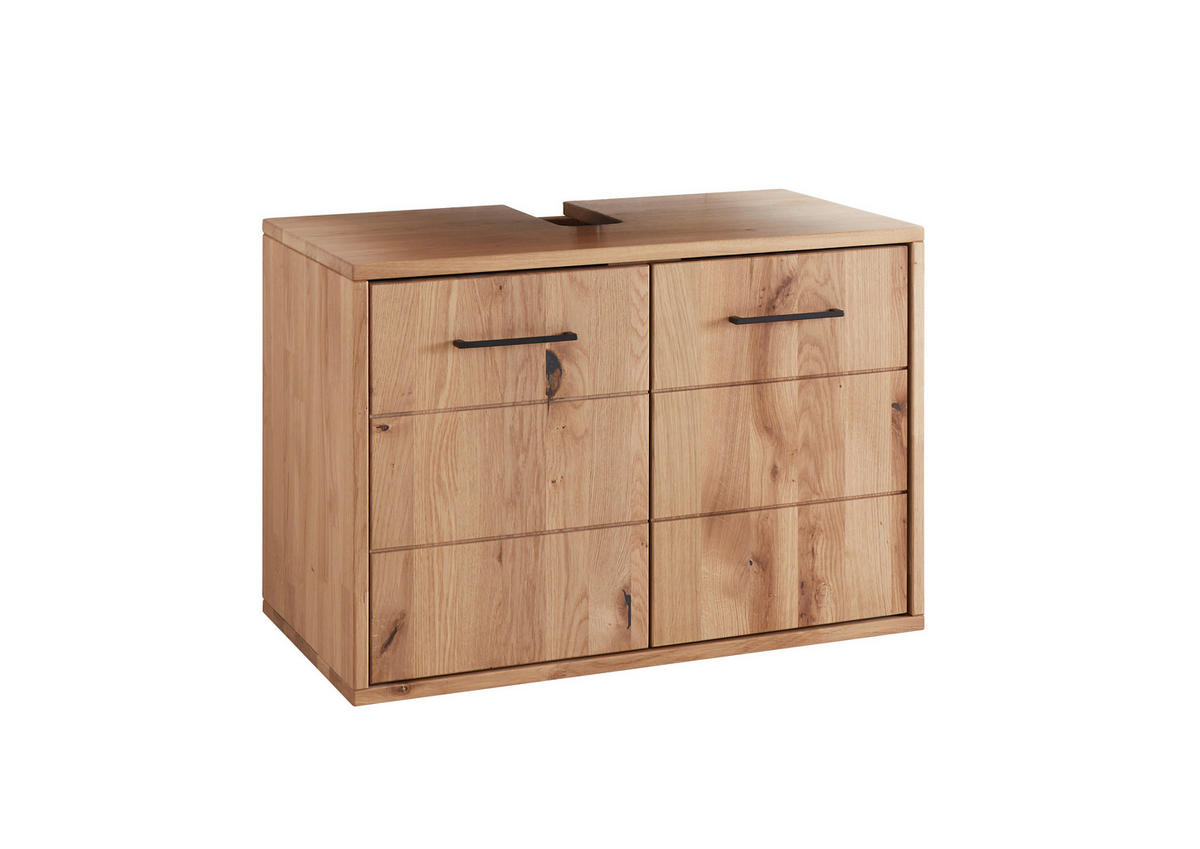 WASCHBECKENUNTERSCHRANK 70/60/40 cm  - Wildeiche/Schwarz, Basics, Holz/Metall (70/60/40cm) - Linea Natura