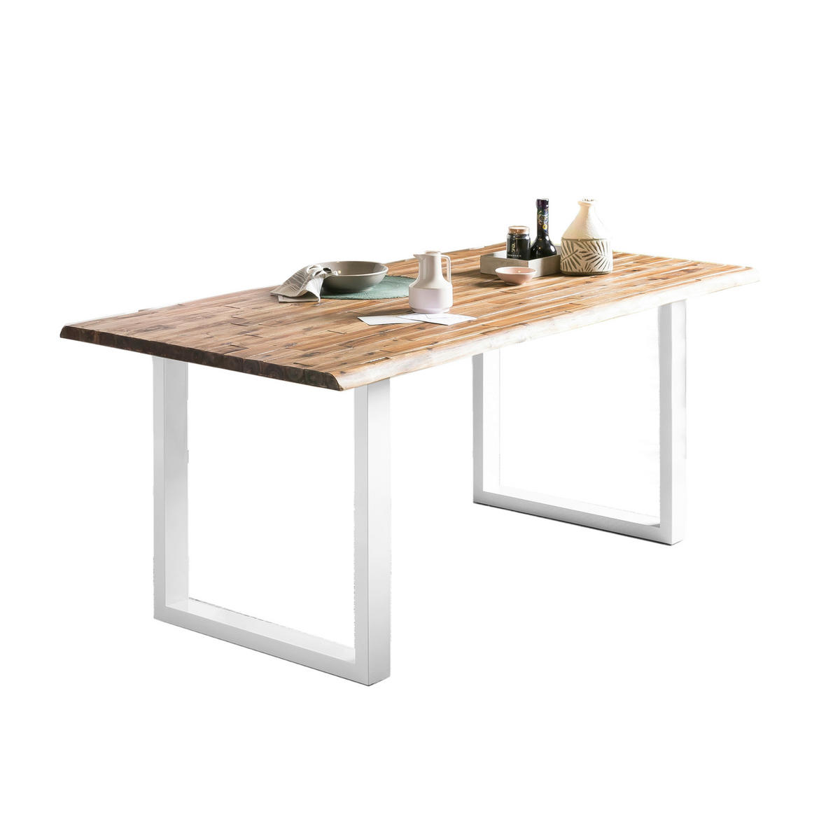 ESSTISCH in Holz 180/90/75 cm   - Weiß/Naturfarben, MODERN, Holz/Metall (180/90/75cm) - Livetastic