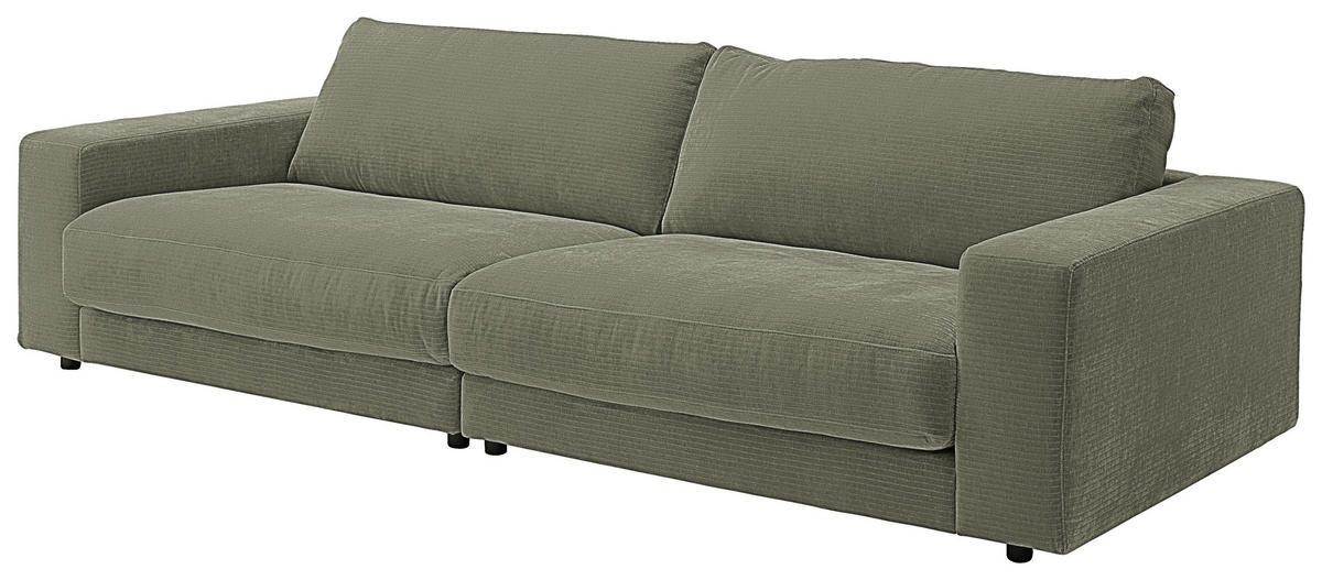 3-SITZER-SOFA in Chenille Grün  - Schwarz/Grün, Design, Kunststoff/Textil (290/86/127cm) - Lomoco
