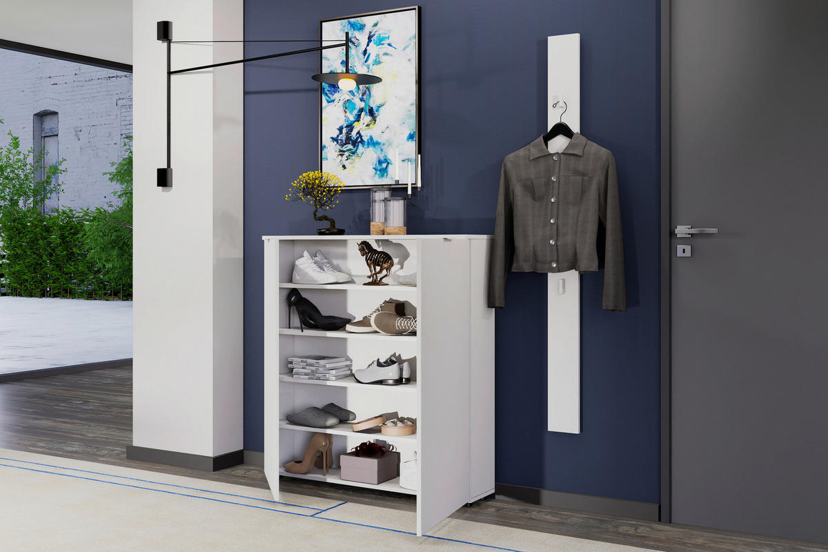 SCHUHSCHRANK 100/103/22 cm  - Weiss/Schwarz, Design, Holzwerkstoff/Metall (100/103/22cm) - Livetastic