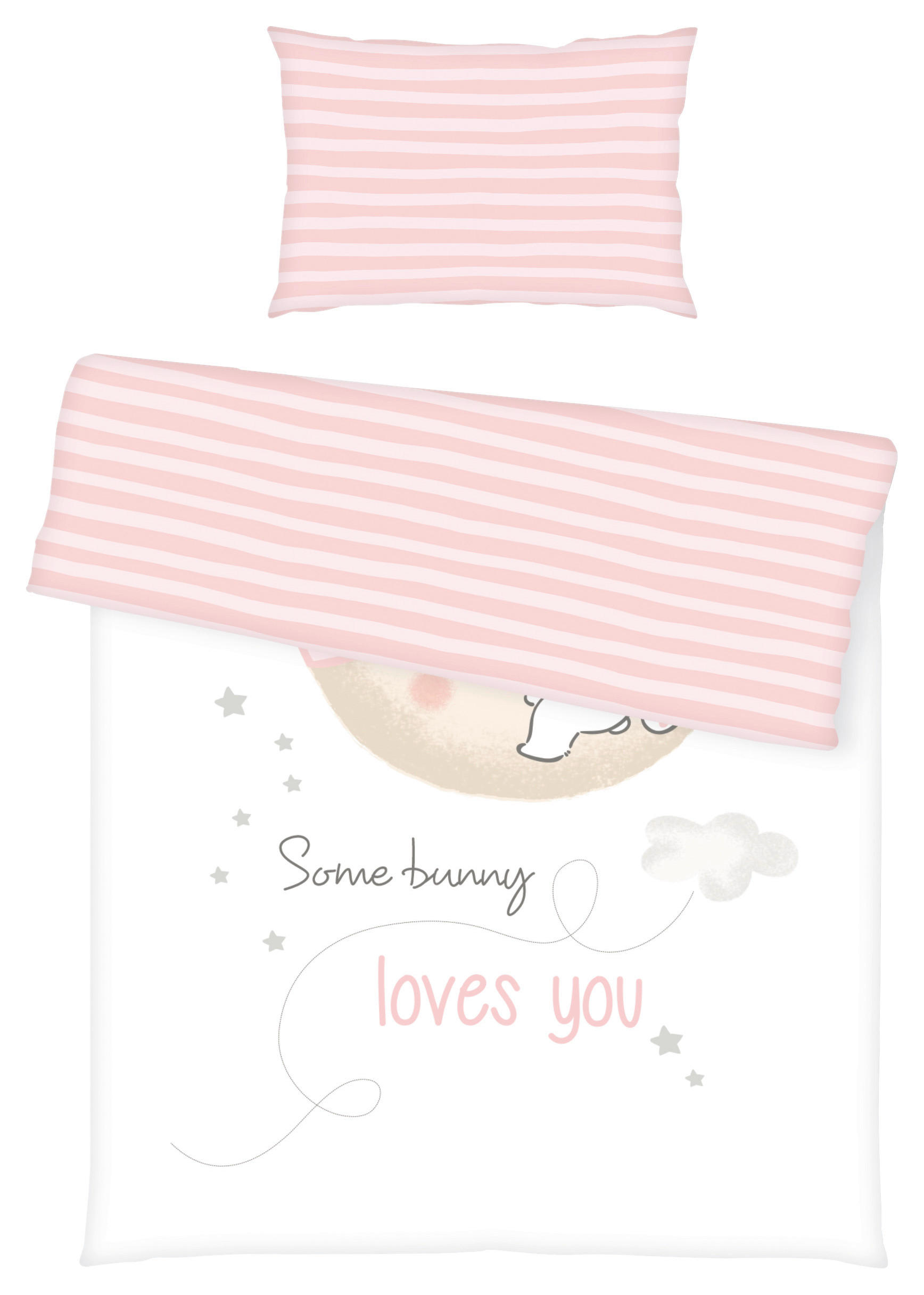 BABYBETTWÄSCHE 100/135 cm  - Rosa/Weiß, KONVENTIONELL, Textil (100/135cm)