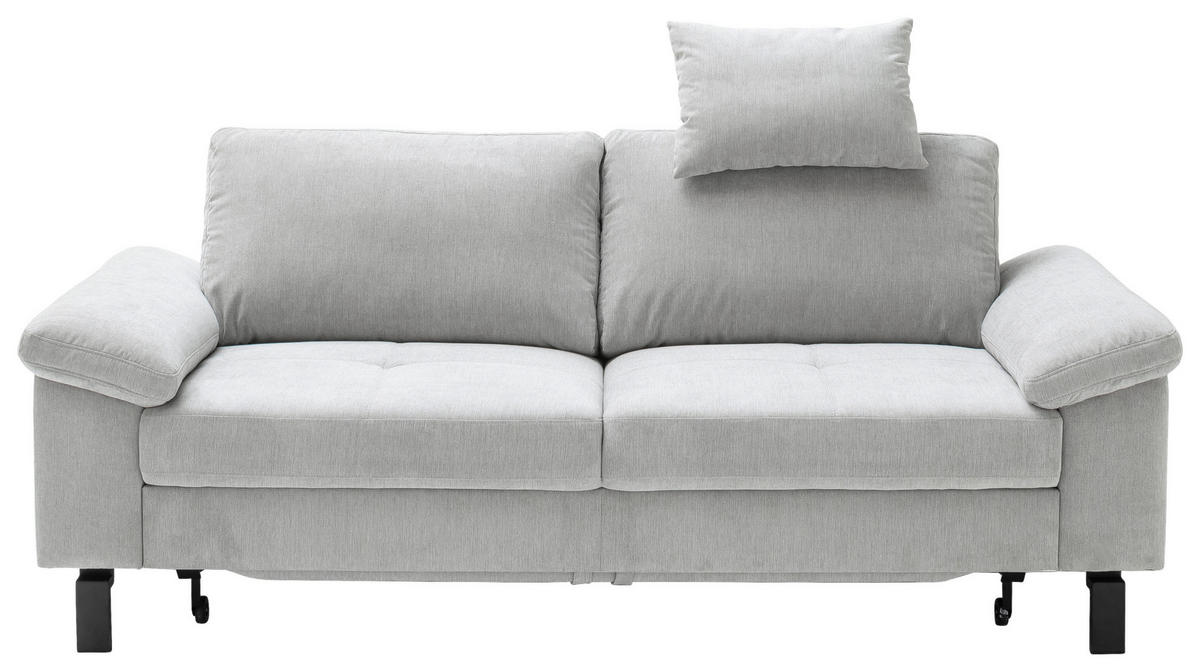 2,5-SITZER in Velours Silberfarben  - Silberfarben/Schwarz, Design, Textil/Metall (206/86/97cm) - Pure Home Lifestyle
