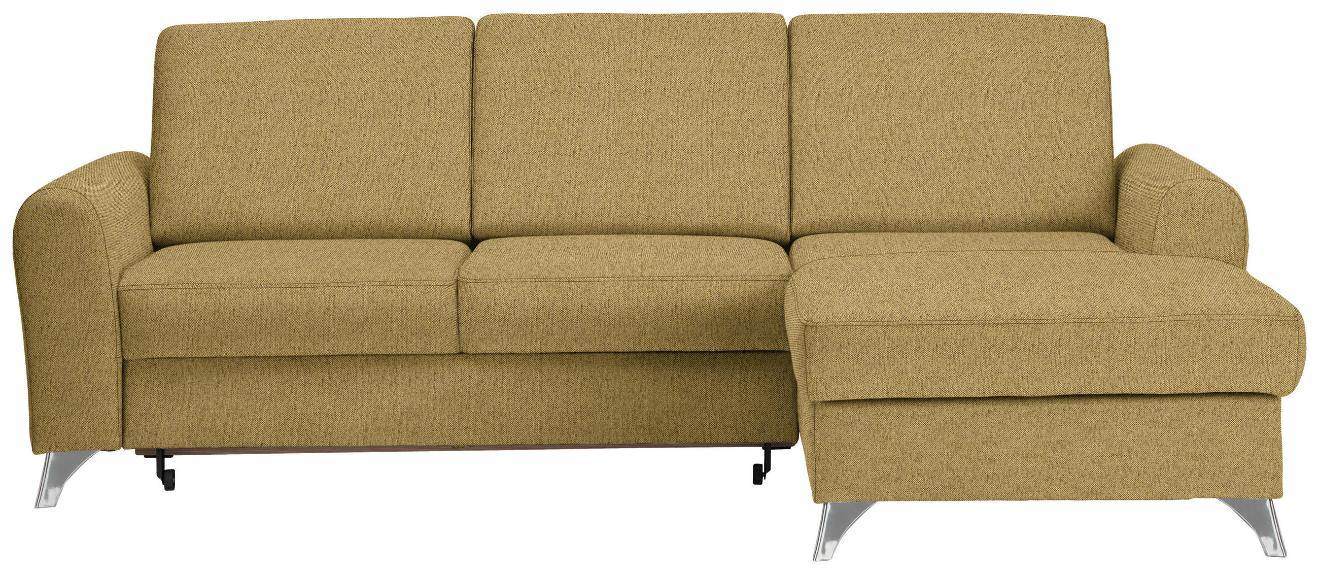 ECKSOFA Gelb Flachgewebe  - Gelb/Silberfarben, Design, Textil/Metall (244/167cm) - Cantus