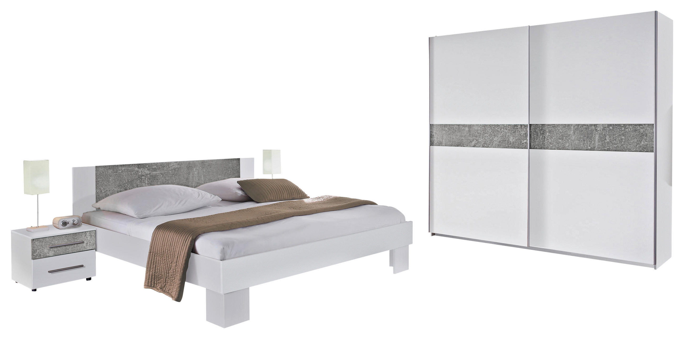 SPAVAĆA SOBA siva, bijela - bijela/siva, Design, drvni materijal (180/200cm) - Boxxx