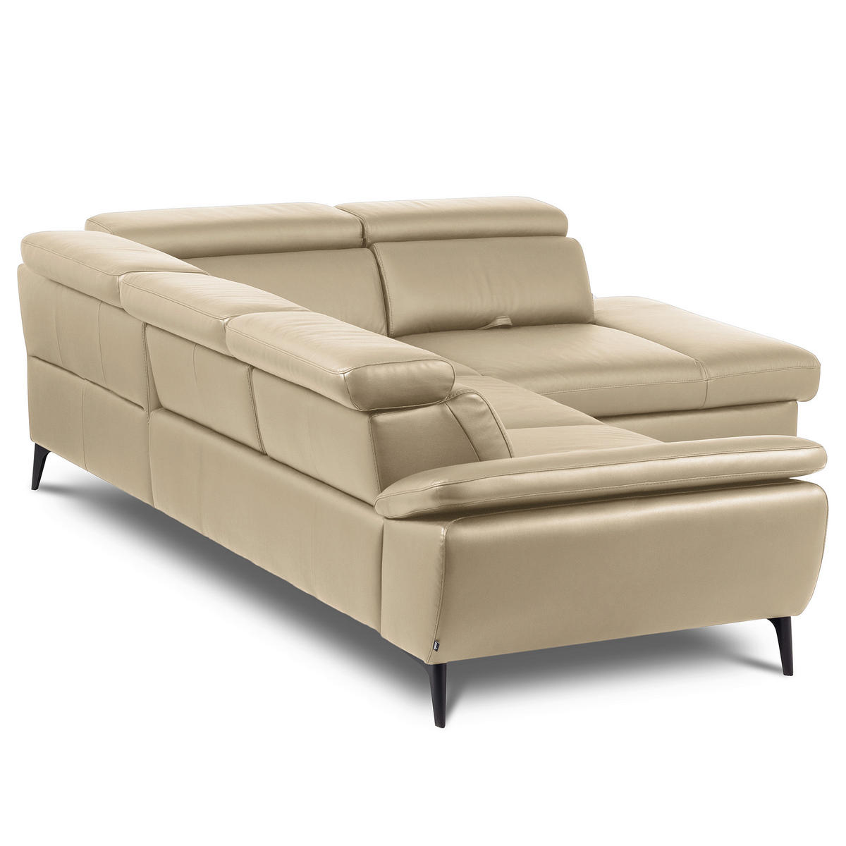 ECKSOFA  in Lederlook Echtleder Hellgrau  274/220 cm  - Hellgrau/Schwarz, Design, Leder/Textil (274/220cm) - Livetastic