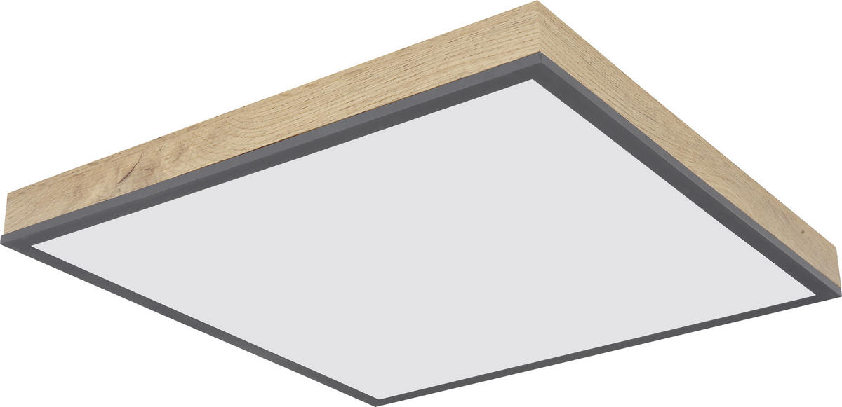 STROPNÉ LED SVIETIDLO, 45/45/7,6 cm - grafitová/opálová, Natur, kov/kompozitné drevo (45/45/7,6cm) - Novel