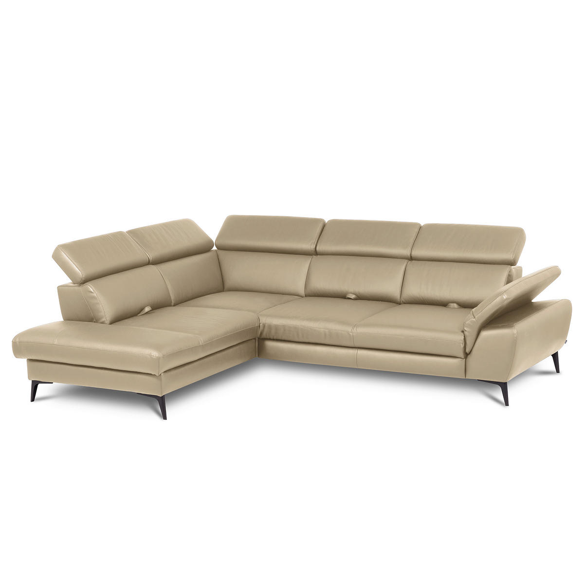 ECKSOFA  in Lederlook Echtleder Hellgrau  220/274 cm  - Hellgrau/Schwarz, Design, Leder/Textil (220/274cm) - Livetastic