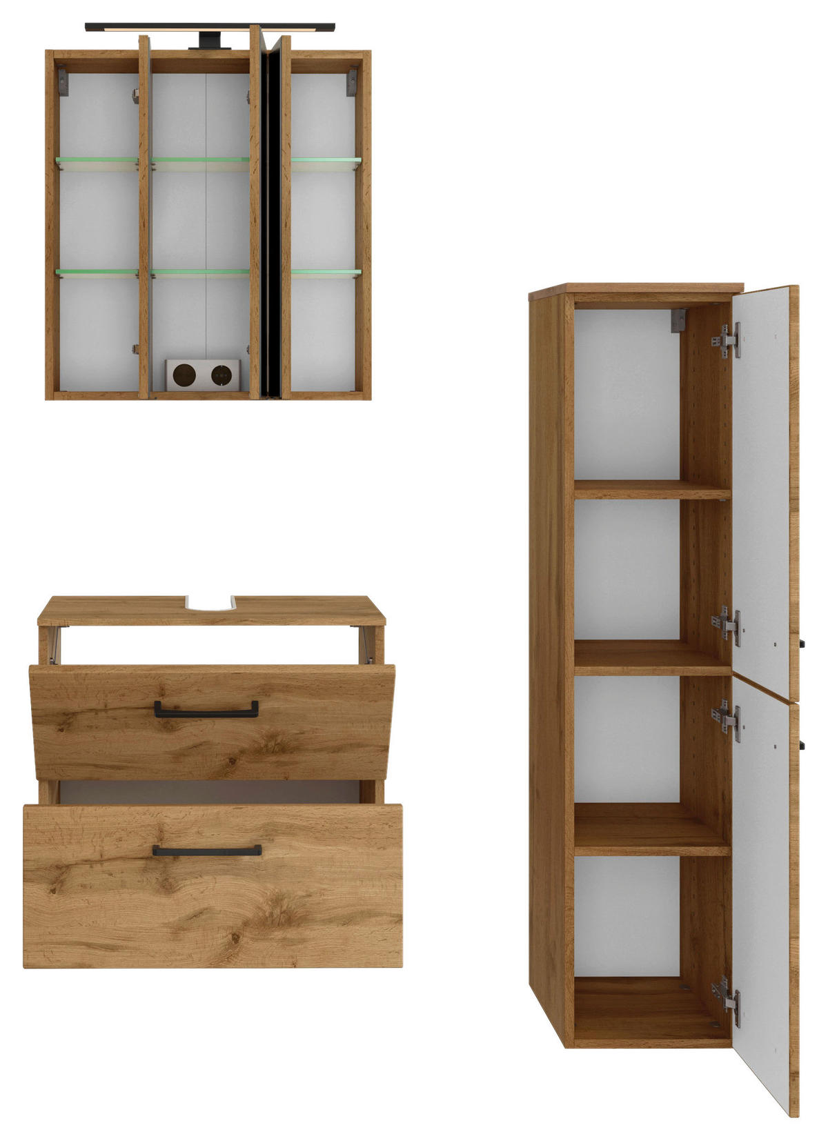 BADEZIMMER  in 90 cm  - Eichefarben, MODERN, Holzwerkstoff (90cm) - Held