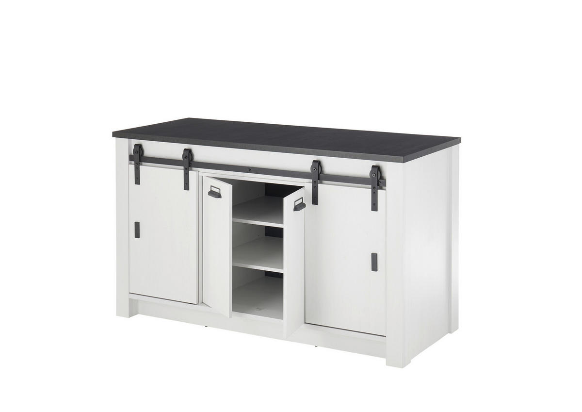 SPÜLENUNTERSCHRANK 161/93/64 cm  in Anthrazit, Weiß  - Anthrazit/Schwarz, Trend, Holzwerkstoff/Metall (161/93/64cm) - MID.YOU