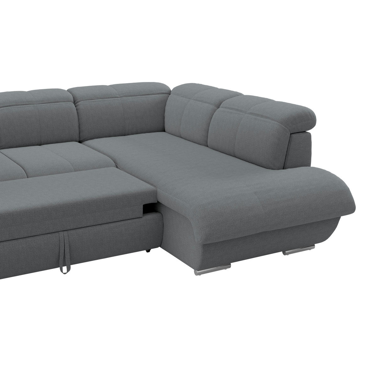 WOHNLANDSCHAFT MULTI Anthrazit Chenille  - Chromfarben/Anthrazit, MODERN, Textil/Metall (184/345/228cm) - Livetastic
