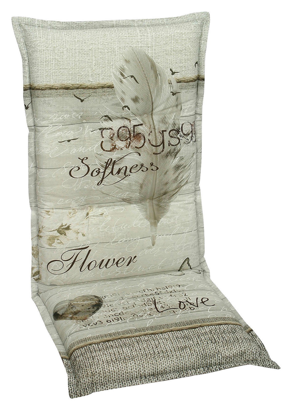 JASTUK ZA STOLICU SA NASLONOM  50/108/7 cm    - siva/bež, Dizajnerski, tekstil (50/108/7cm) - Ambia Garden