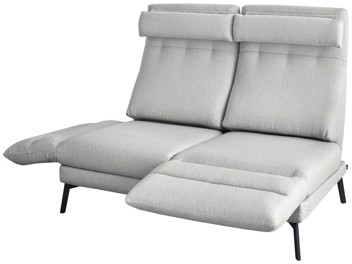 2-SITZER-SOFA Flachgewebe Hellgrau  - Hellgrau/Schwarz, Design, Textil/Metall (178-226/83-113/96-177cm) - Dieter Knoll