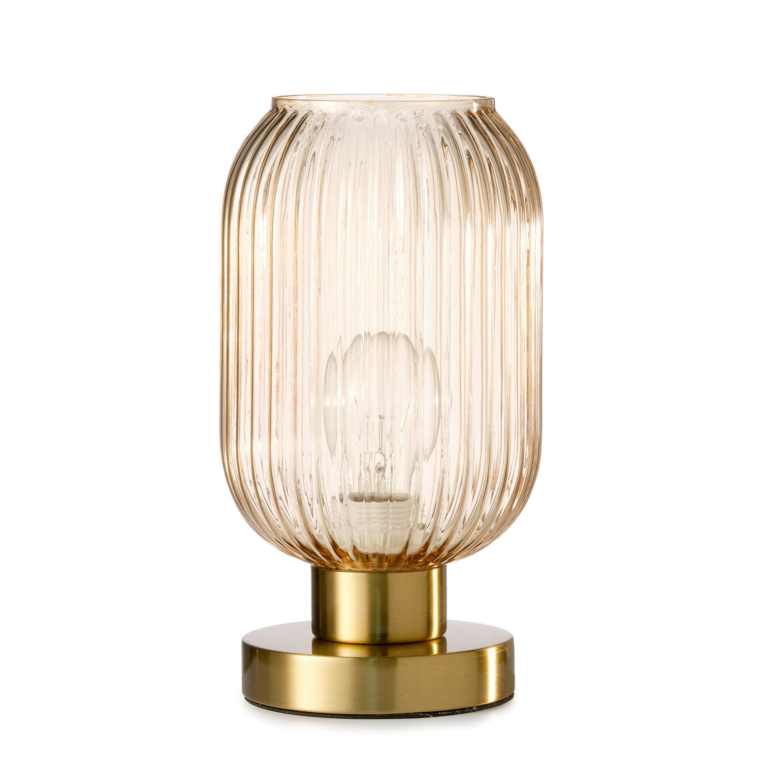 TISCHLEUCHTE 5900 DOROTY 15/15/25 cm  - Bernsteinfarben/Cappuccino, KONVENTIONELL, Glas/Kunststoff (15/15/25cm)