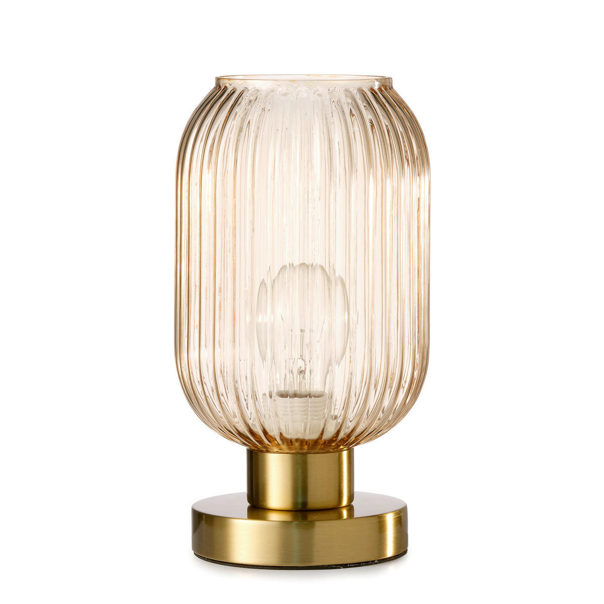 TISCHLEUCHTE 5900 DOROTY 15/15/25 cm  - Bernsteinfarben/Cappuccino, KONVENTIONELL, Glas/Kunststoff (15/15/25cm)