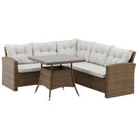 LOUNGEGARNITUR Rattan  - Braun, KONVENTIONELL, Holz - Gardenson