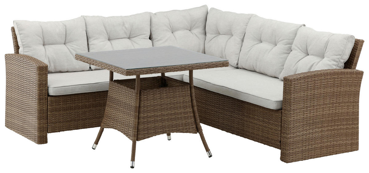 LOUNGEGARNITUR Rattan  - Braun, KONVENTIONELL, Holz - Gardenson