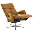 RELAXSESSEL in Leder Currygelb  - Currygelb/Edelstahlfarben, Design, Leder/Metall (70/124/85cm) - Cantus
