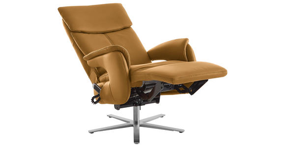 RELAXSESSEL in Leder Currygelb - Currygelb/Edelstahlfarben, Design, Leder/Metall (70/124/85cm) - Cantus