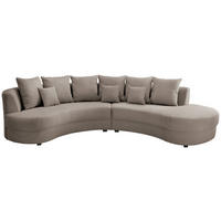 WOHNLANDSCHAFT Graubraun Cord  - Graubraun/Schwarz, Design, Kunststoff/Textil (300/160cm) - Livetastic