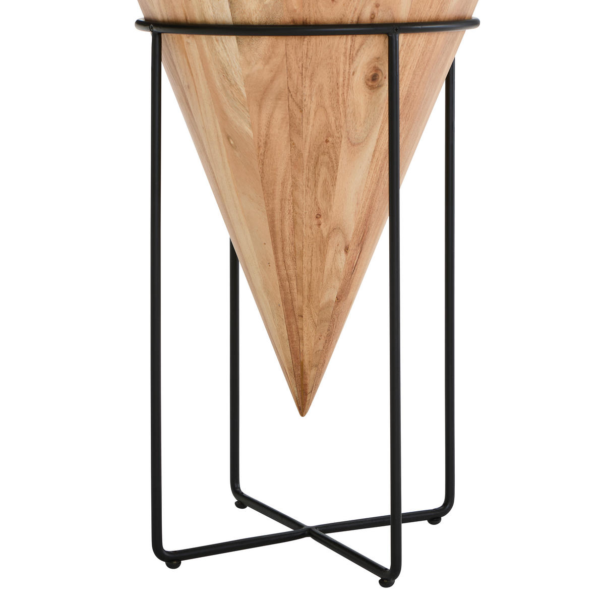 BEISTELLTISCH 41/41/66 cm Akazie vollmassiv Schwarz, Akaziefarben rund  - Schwarz/Akaziefarben, LIFESTYLE, Holz/Metall (41/41/66cm) - Landscape