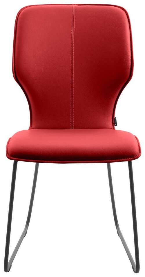 STUHL Echtleder Rot  - Dunkelgrau/Rot, Design, Leder/Metall (49/95/63cm) - Musterring