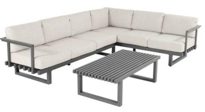 TERASOVÁ SEDACIA SÚPRAVA kov - antracitová, Lifestyle, kov (292(222)/84/82cm) - Amatio