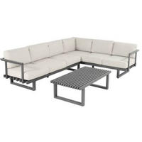 TERASOVÁ SEDACIA SÚPRAVA kov - antracitová, Lifestyle, kov (292(222)/84/82cm) - Amatio