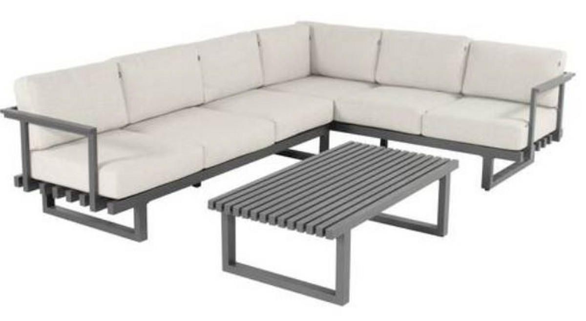 TERASOVÁ SEDACIA SÚPRAVA kov - antracitová, Lifestyle, kov (292(222)/84/82cm) - Amatio