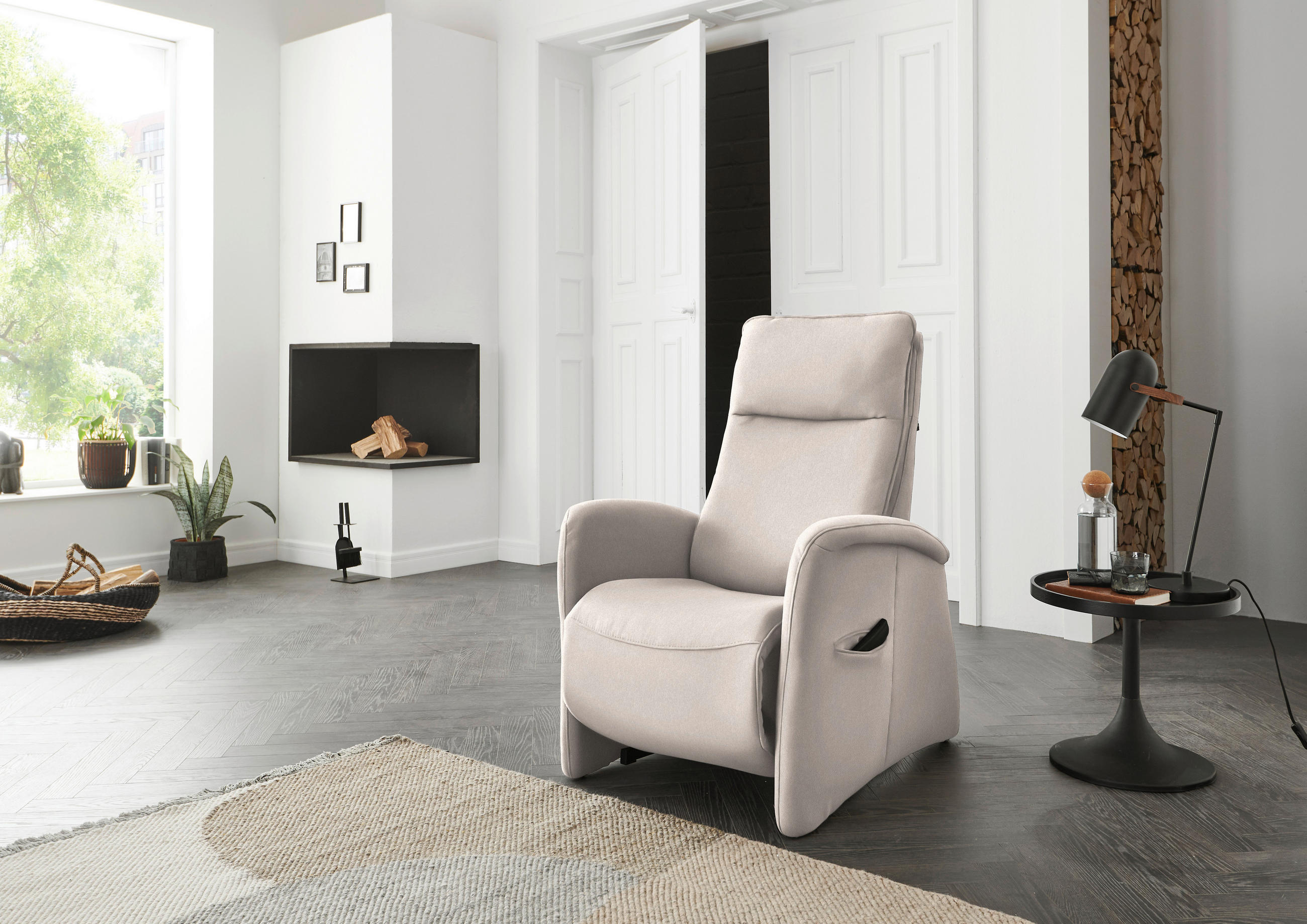 FERNSEHSESSEL in Chenille Beige  - Beige, KONVENTIONELL, Kunststoff/Textil (79-83/108/87cm) - Valdera