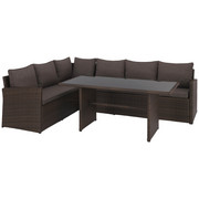 LOUNGEGARNITUR 13-teilig - Braun/Grau, Design, Glas/Kunststoff (181/239cm) - Ambia Garden