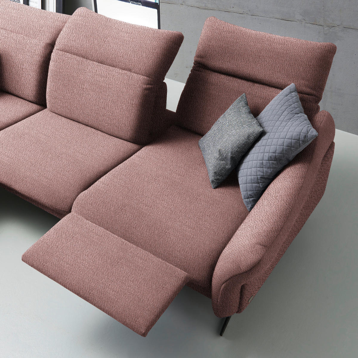 ECKSOFA in Webstoff Rosa  - Anthrazit/Rosa, Design, Textil/Metall (203/299cm) - Himolla