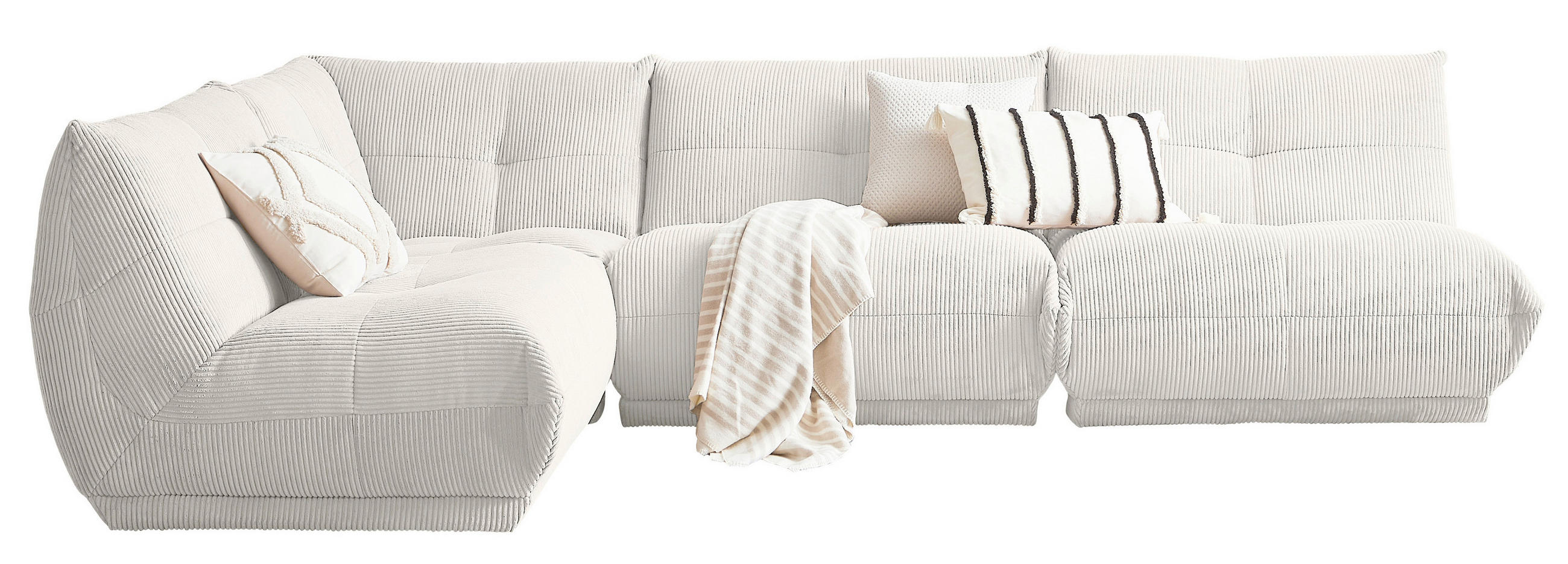 ECKSOFA in Cord Weiss  - Weiss, Trend, Textil (210/315cm) - Livetastic