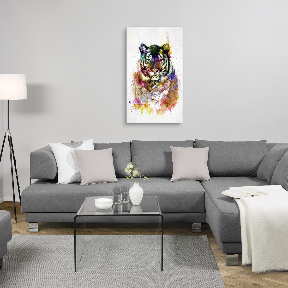 ŠTAMPA NA PLATNU   - siva/braon, Trendi, drvo/tekstil (70/120cm) - Monee