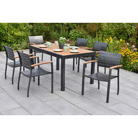 GARTENTISCHGRUPPE Aluminium  - Graphitfarben/Naturfarben, KONVENTIONELL, Kunststoff/Metall - Gardenson