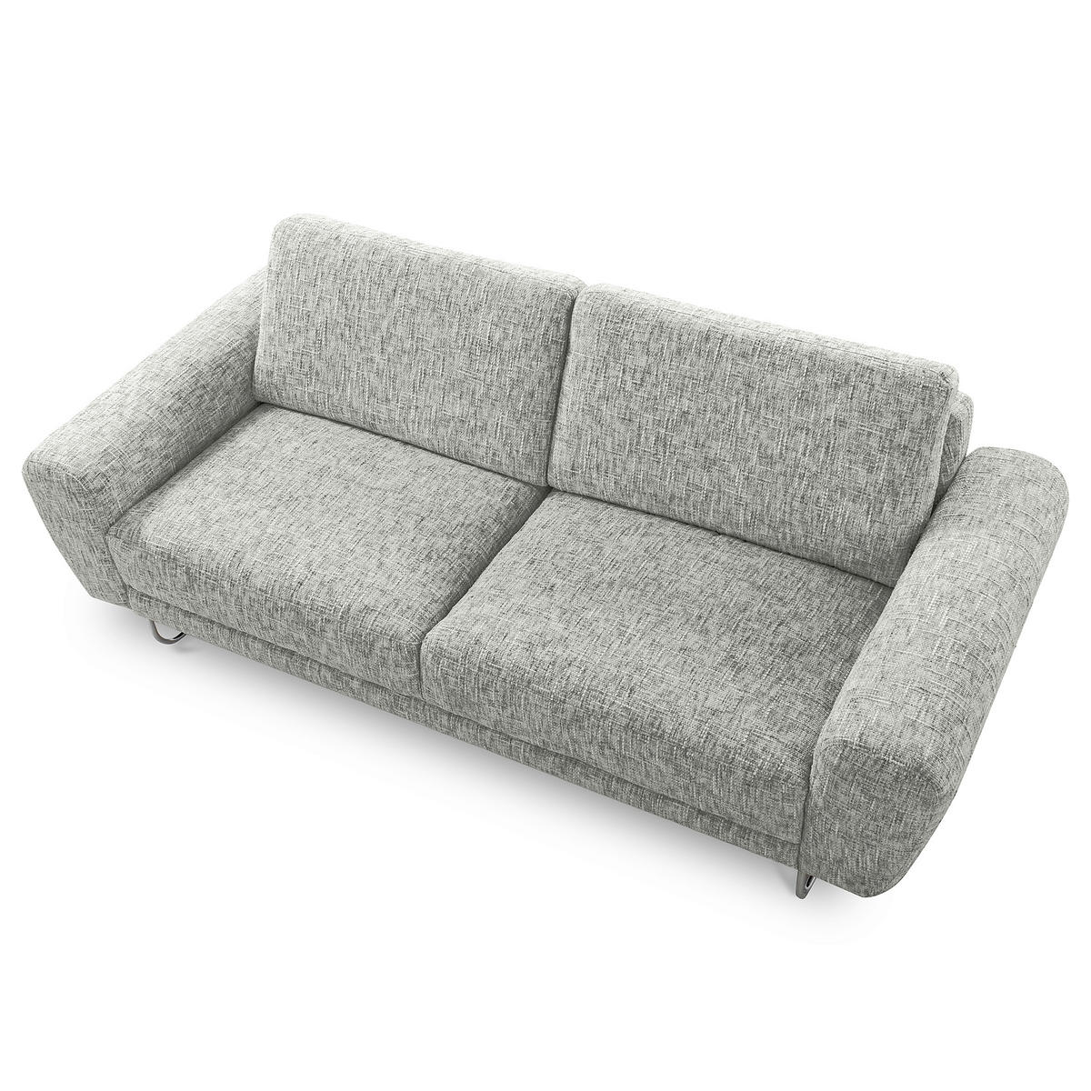 3-SITZER-SOFA SPRING in Webstoff Grau Modern  - Chromfarben/Grau, Design, Textil/Metall (187/85/92cm) - Livetastic