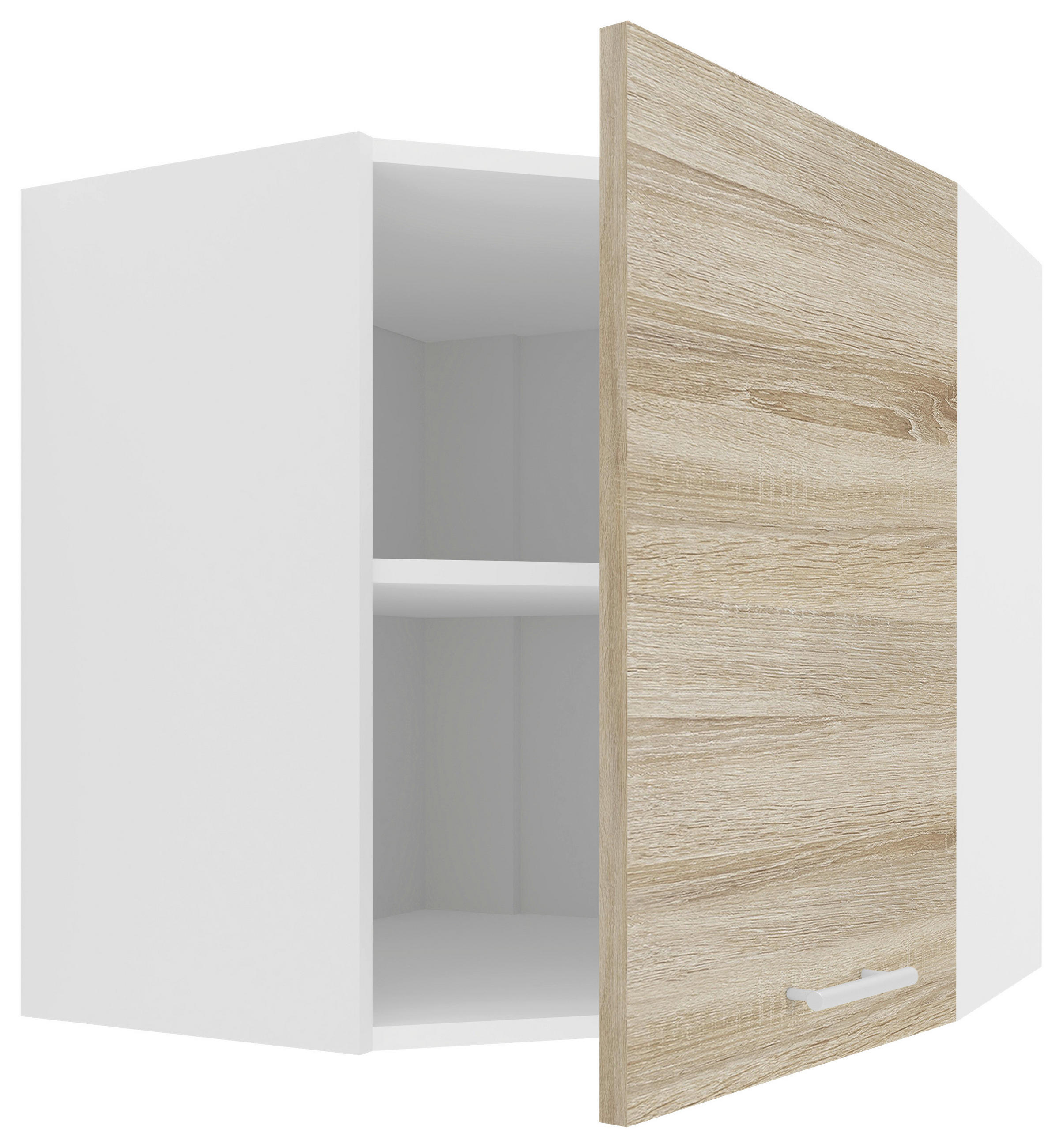 ECKOBERSCHRANK 57/60/57 cm in Weiß, Sonoma Eiche - Alufarben/Weiß, KONVENTIONELL, Holzwerkstoff/Metall (57/60/57cm) - MID.YOU
