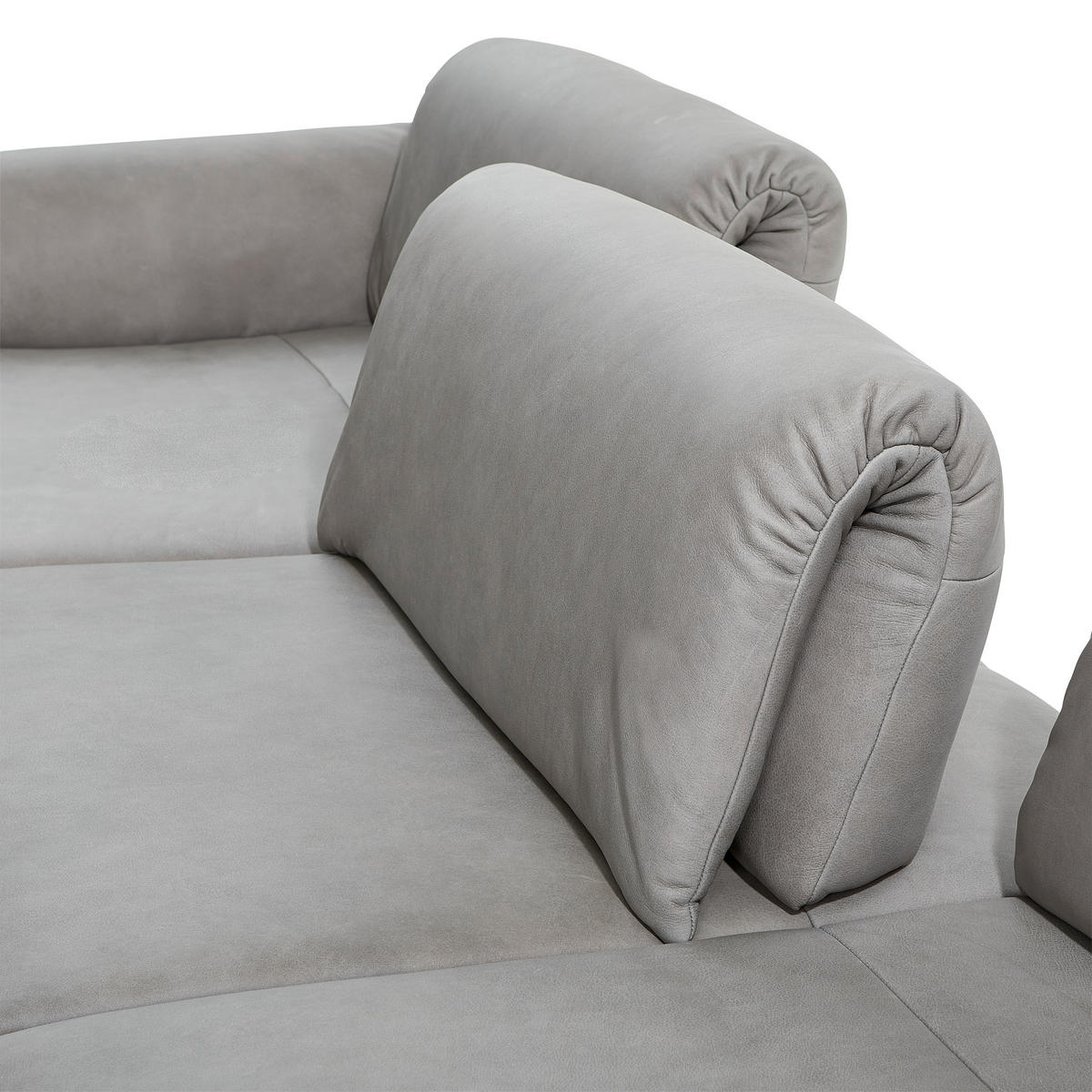 ECKSOFA in Echtleder Grau  - Anthrazit/Grau, Design, Leder/Metall (173/308cm) - Joop!