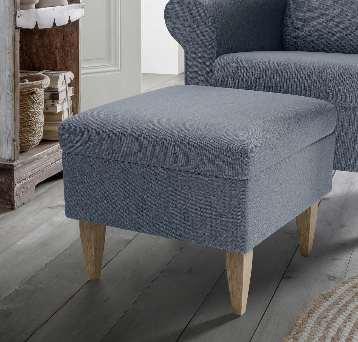 SESSELSET Struktur Blau  - Blau/Naturfarben, Konventionell, Holz/Textil (80/102/86cm) - Livetastic