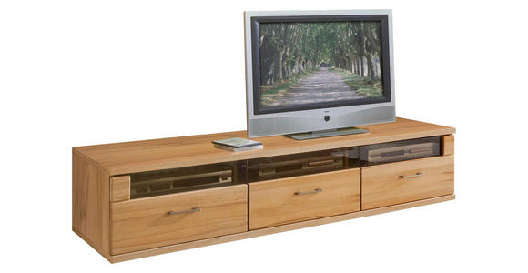 LOWBOARD 174/37,7/55,5 cm - Silberfarben/Buchefarben, KONVENTIONELL, Glas/Holz (174/37,7/55,5cm) - Cantus