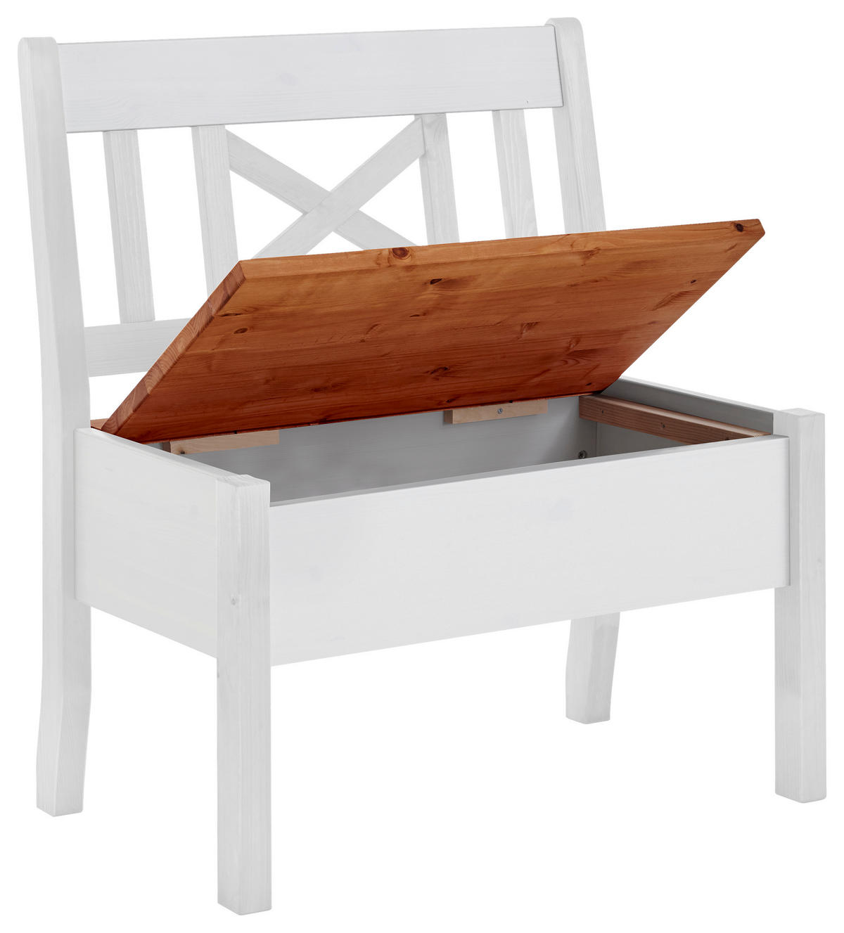 SITZBANK 84/93/58 cm Weiß, Bernsteinfarben Kiefer massiv  - Bernsteinfarben/Weiß, ROMANTIK / LANDHAUS, Holz (84/93/58cm) - Boxxx