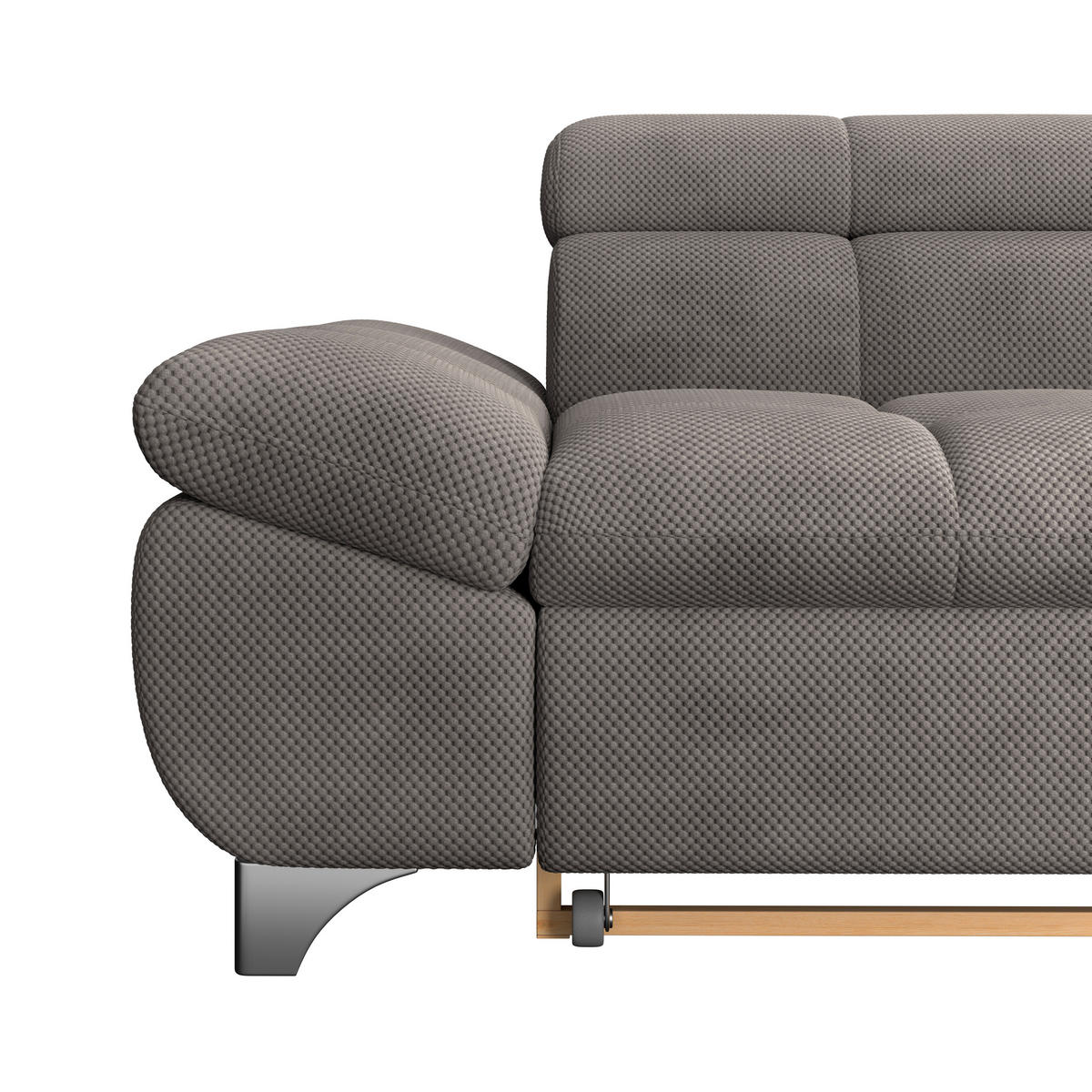 ECKSOFA Braun Chenille  - Chromfarben/Braun, KONVENTIONELL, Textil/Metall (312/234cm) - Livetastic
