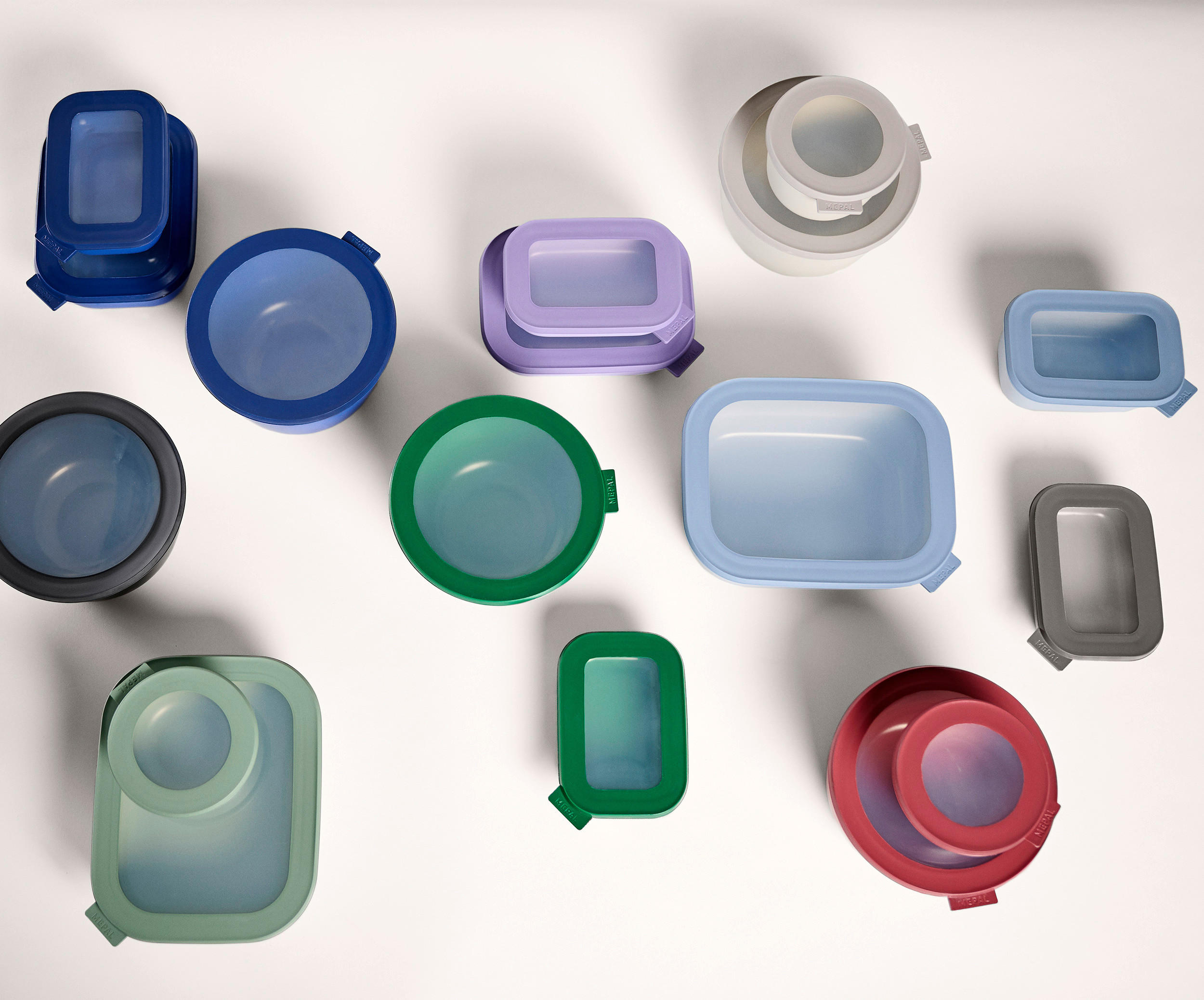 VORRATSDOSENSET  - Mintgrau/Klar, KONVENTIONELL, Kunststoff (25,0/20,0/15cm) - Mepal
